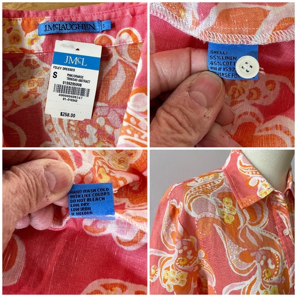 J MCLAUGHLIN FOLEY MIDI DRESS NWT S LINEN COTTON TRINIDAD ABSTRACT PARTY SUMMER - Picture 12 of 12